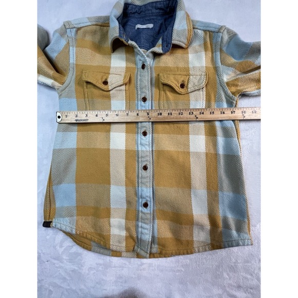 OUTERKNOWN Blanket Shirt Womens XS / S  Yellow Light Blue Plaid - Picture 10 of 14